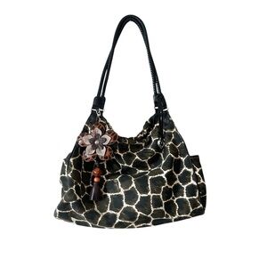 Brighton Giraffe Print Eryka Large Hobo Fabric & Leather Bag